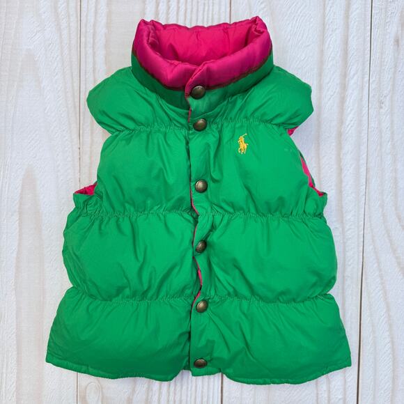 Ralph Lauren Girls Size 4? Equestrian Reversible Down Filled Puffer Vest Jacket - Picture 5 of 7